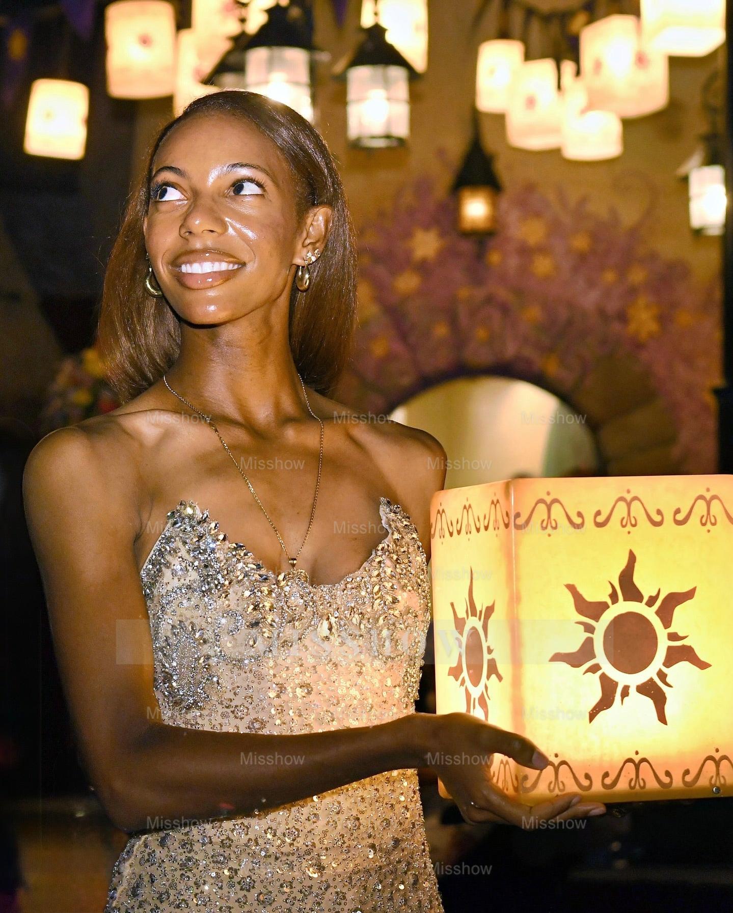 Gorgeous Long Champagne Strapless Mermaid Beaded Prom Dress with Slit and Ruffles