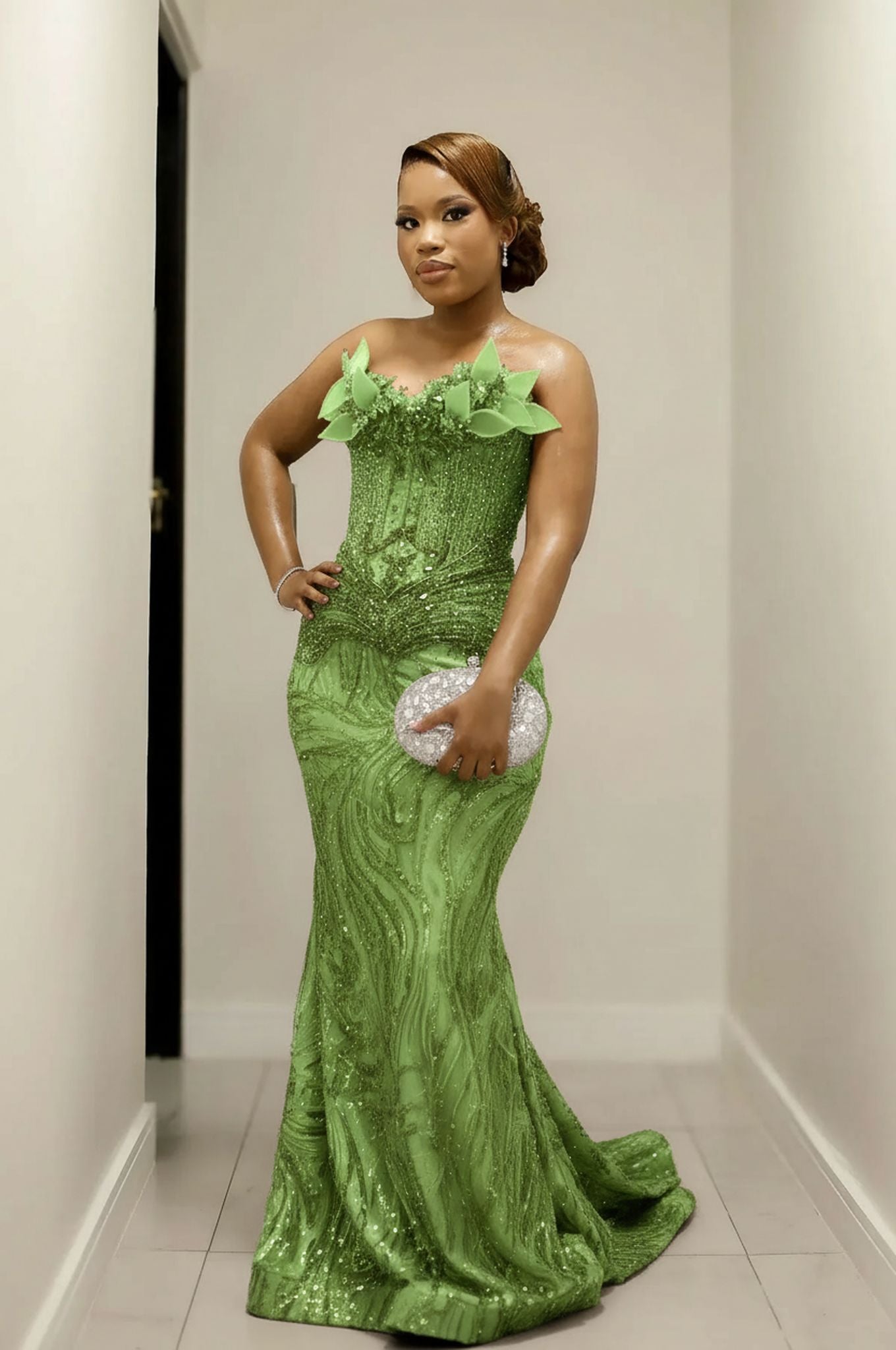 Gorgeous Long Red Mermaid Strapless Beaded Sleeveless Prom Dress