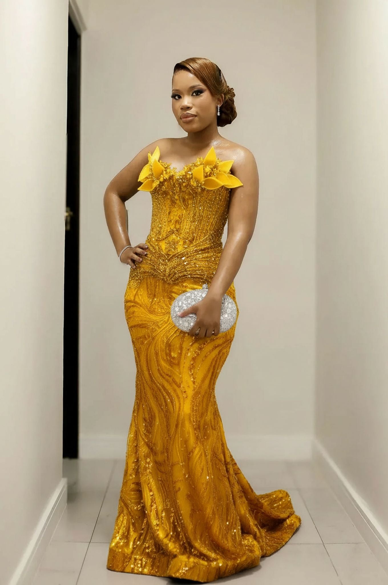 Gorgeous Long Red Mermaid Strapless Beaded Sleeveless Prom Dress