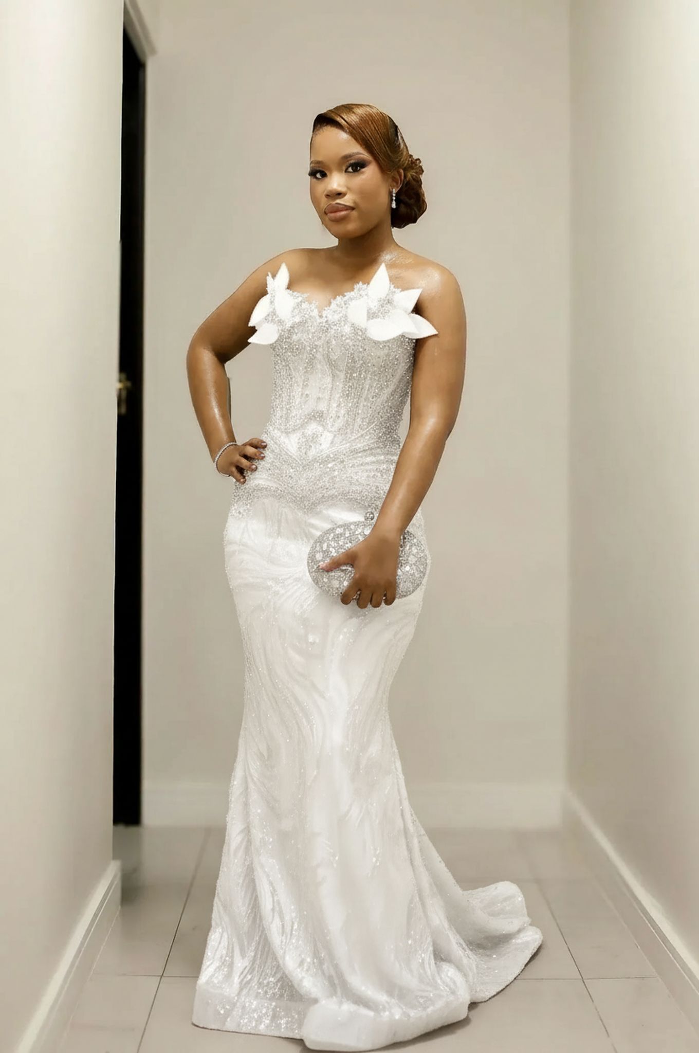 Gorgeous Long Red Mermaid Strapless Beaded Sleeveless Prom Dress