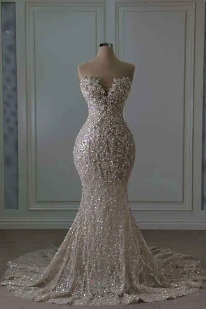 Gorgeous Pink Sequined Sleeveless Prom Dress With Slit