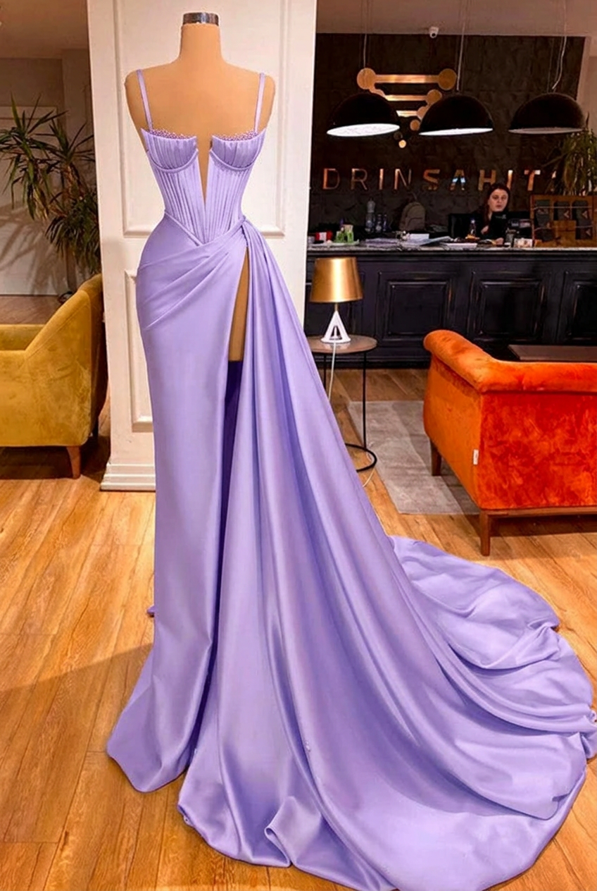 Lavender sweetheart split-front mermaid prom dress