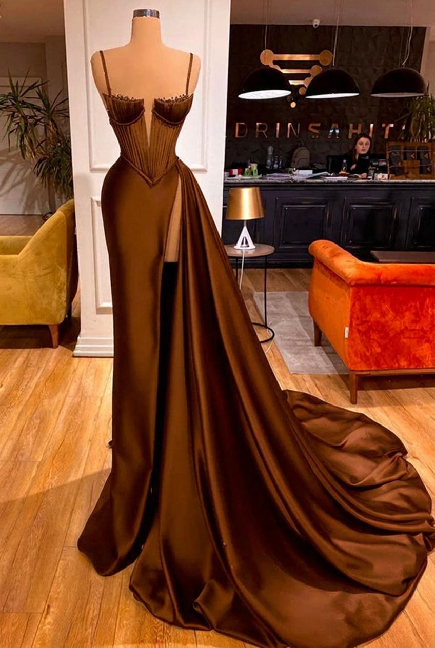 Chocolate sweetheart split-front mermaid prom dress
