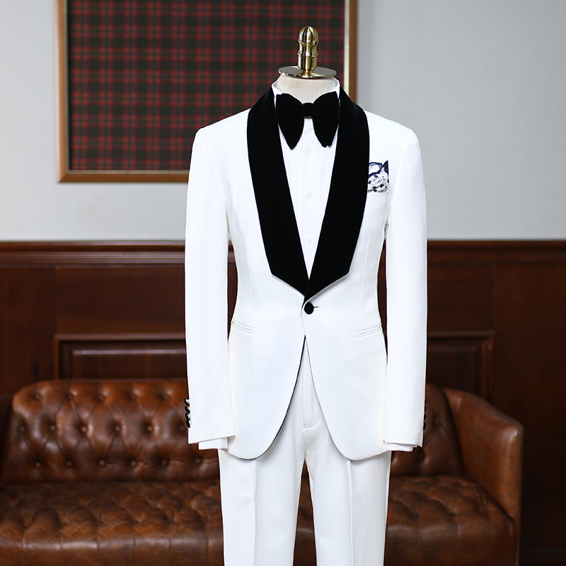 Gorgeous White Slim Fit Custom Wedding Suit for Grooms