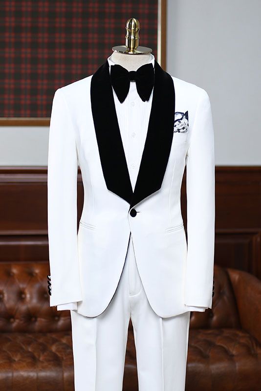 Gorgeous White Slim Fit Custom Wedding Suit for Grooms
