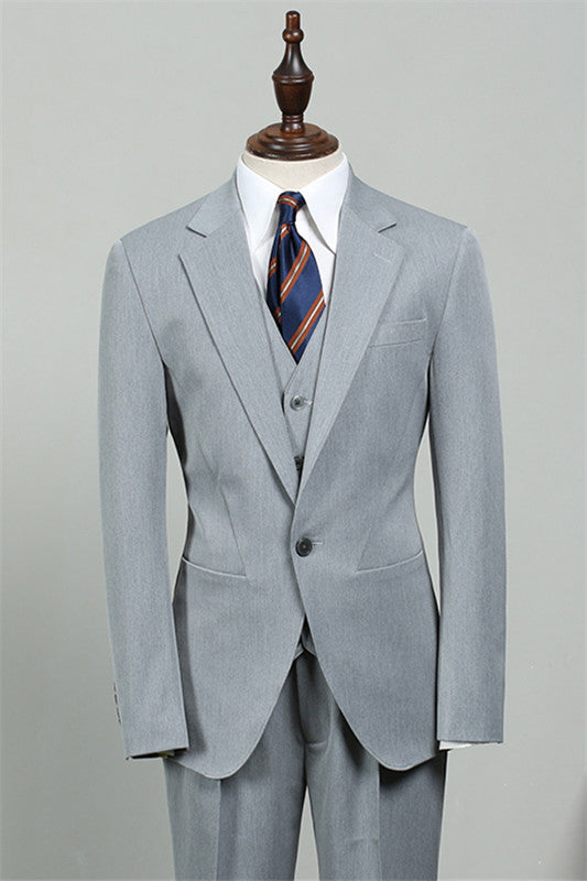 Gray Bespoke Three-Piece Fashion Men's Suit