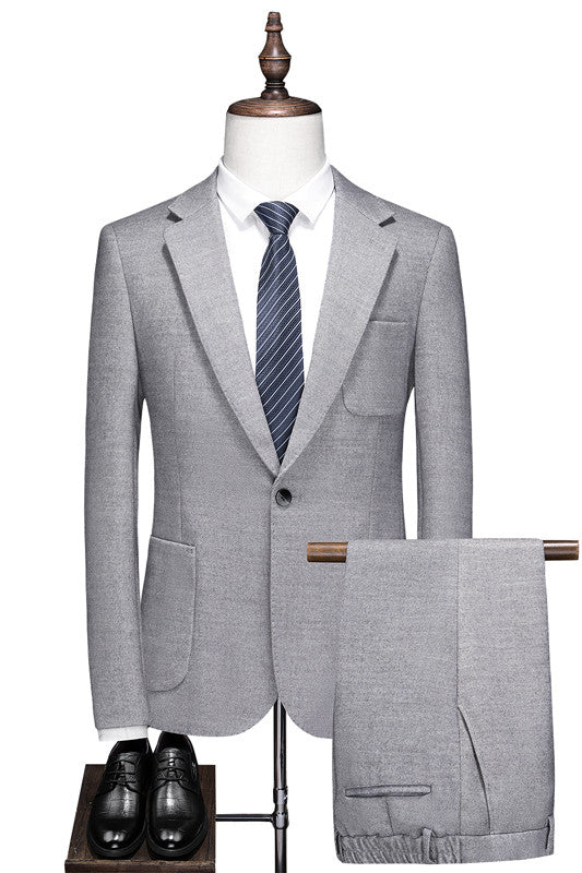 Gray Stylish One-Button Notched Lapel Prom Suit for Men