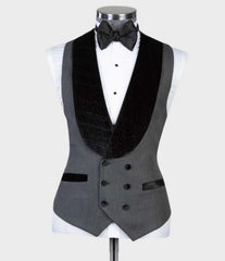 Gray Stylish One Button Wedding Suit with Black Shawl Lapel