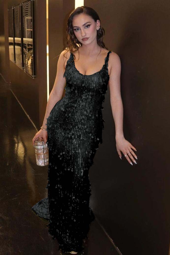 Green Rhinestone Scoop Sleeveless Sequined Mermaid Floor Length Formal Evening Dress