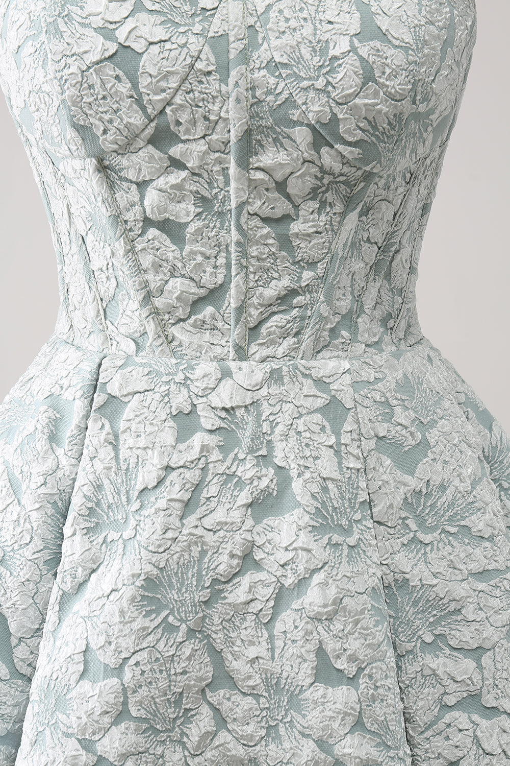 Grey Green Sweetheart Strapless 3D Floral Lace Boned Corset Flared A-Line Short Homecoming Dress