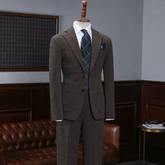 Handsome Coffee Notched Lapel Men's Business Suits