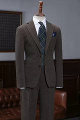 Handsome Coffee Notched Lapel Men's Business Suits