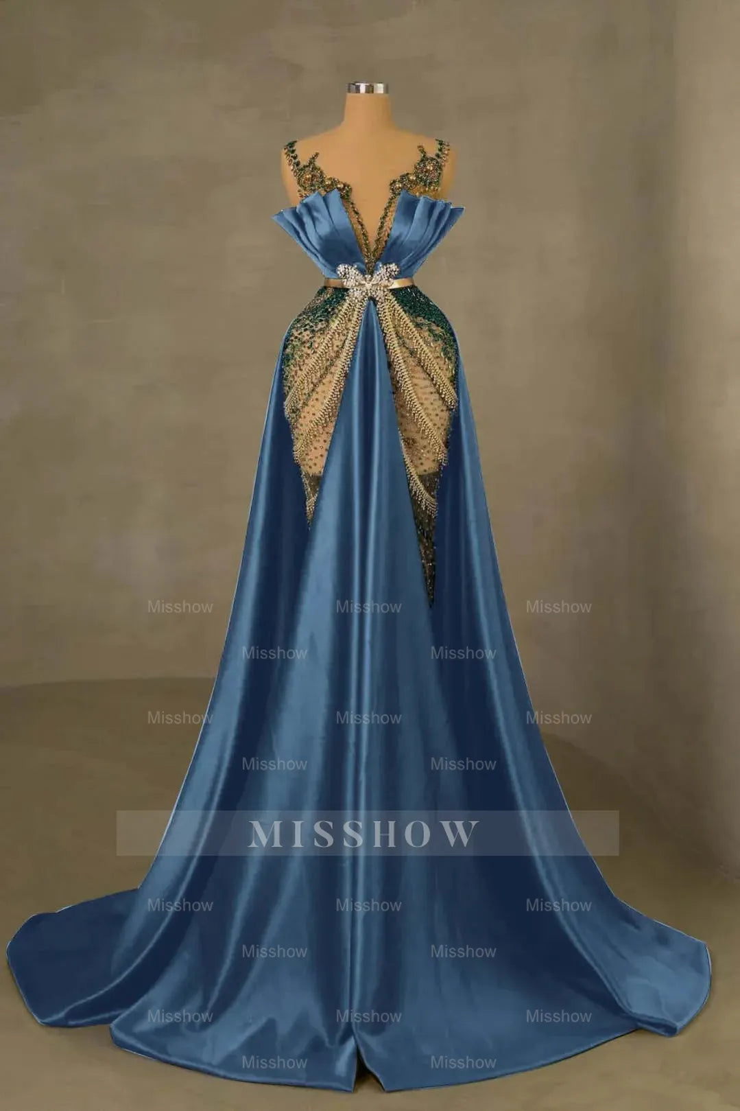 Heavy Emerald Green Straps Mermaid Formal Dress With Sleeveless Long