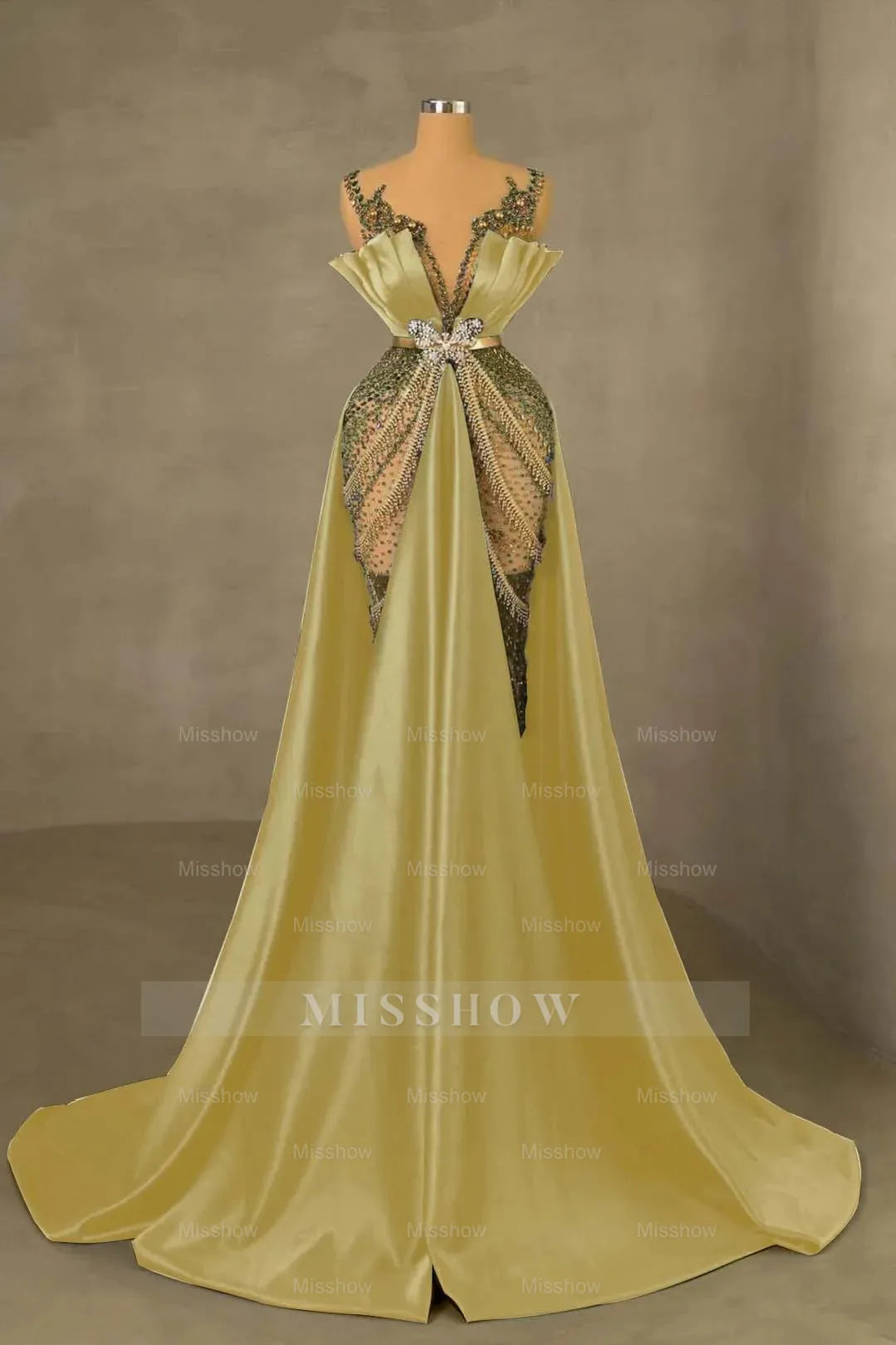 Heavy Emerald Green Straps Mermaid Formal Dress With Sleeveless Long