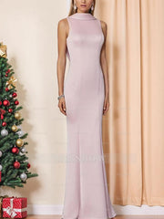 High Neck Floor-Length Pleated Sleeveless Evening Gown
