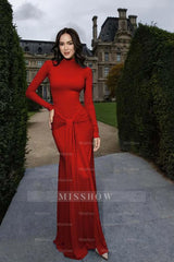 High Neck Long Sleeves Long Mermaid Formal Dress With Pleated