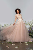 High neck Elegant Lace Long sleeves Wedding Dress