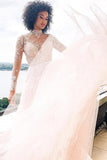 High neck Elegant Lace Long sleeves Wedding Dress