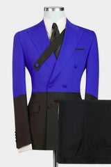 Imperial Blue Peaked Lapel Double-Breasted New Arrival Prom Suit
