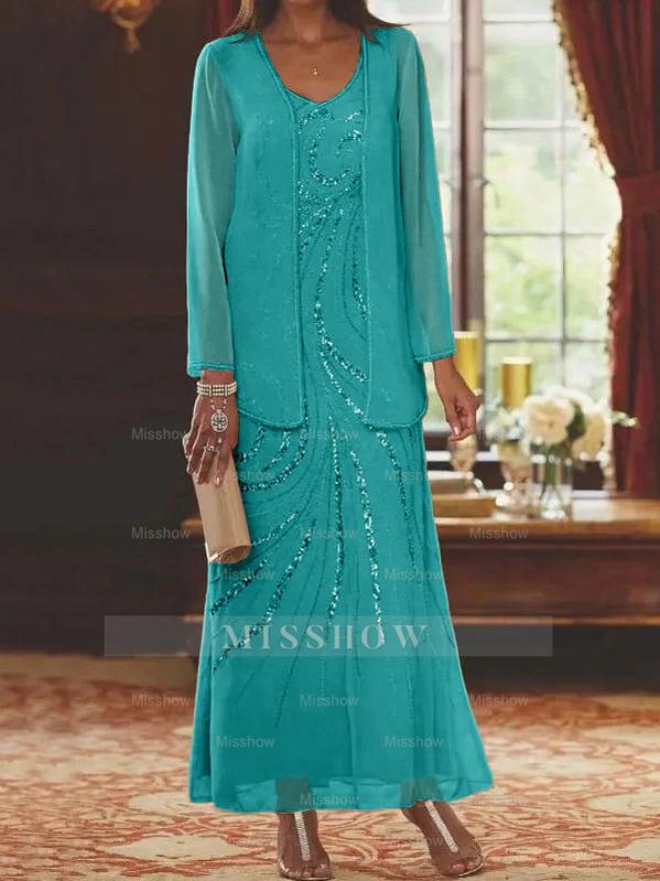 Jacketed Mother of the Bride & Groom Sheath/Column Dresses with Sequins