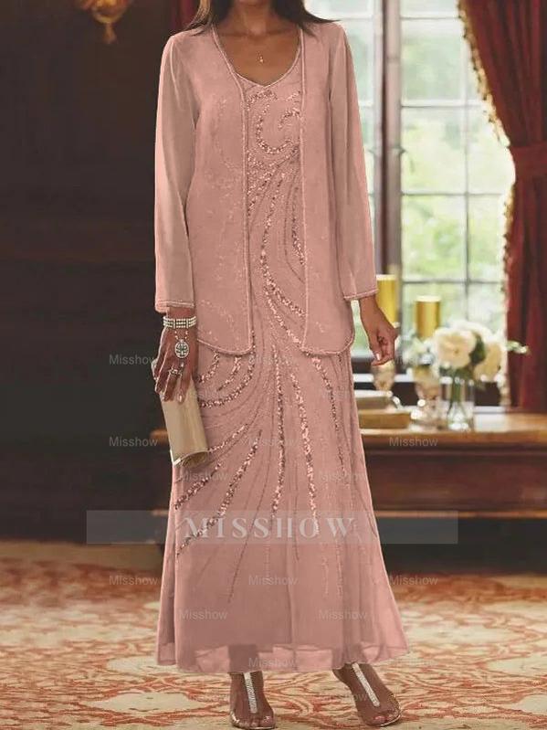 Jacketed Mother of the Bride & Groom Sheath/Column Dresses with Sequins