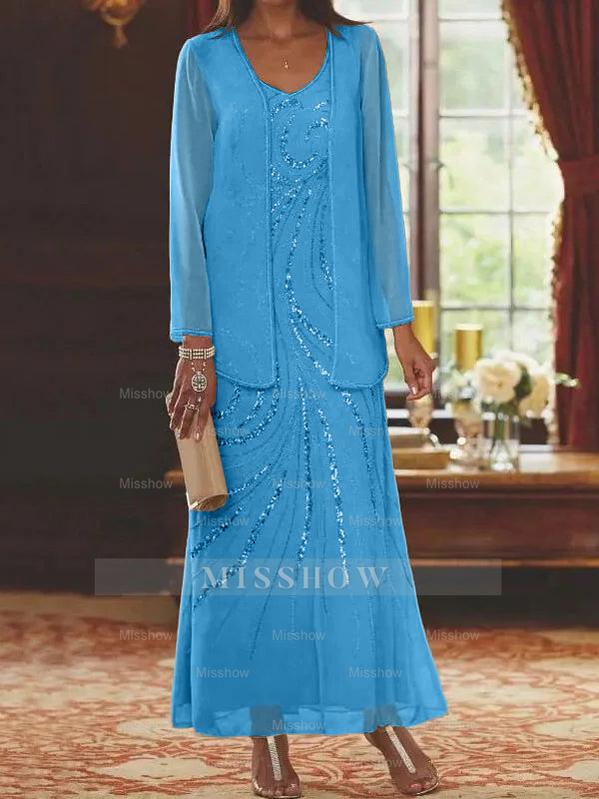 Jacketed Mother of the Bride & Groom Sheath/Column Dresses with Sequins