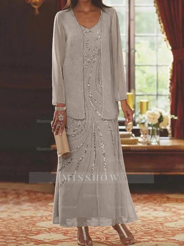 Jacketed Mother of the Bride & Groom Sheath/Column Dresses with Sequins