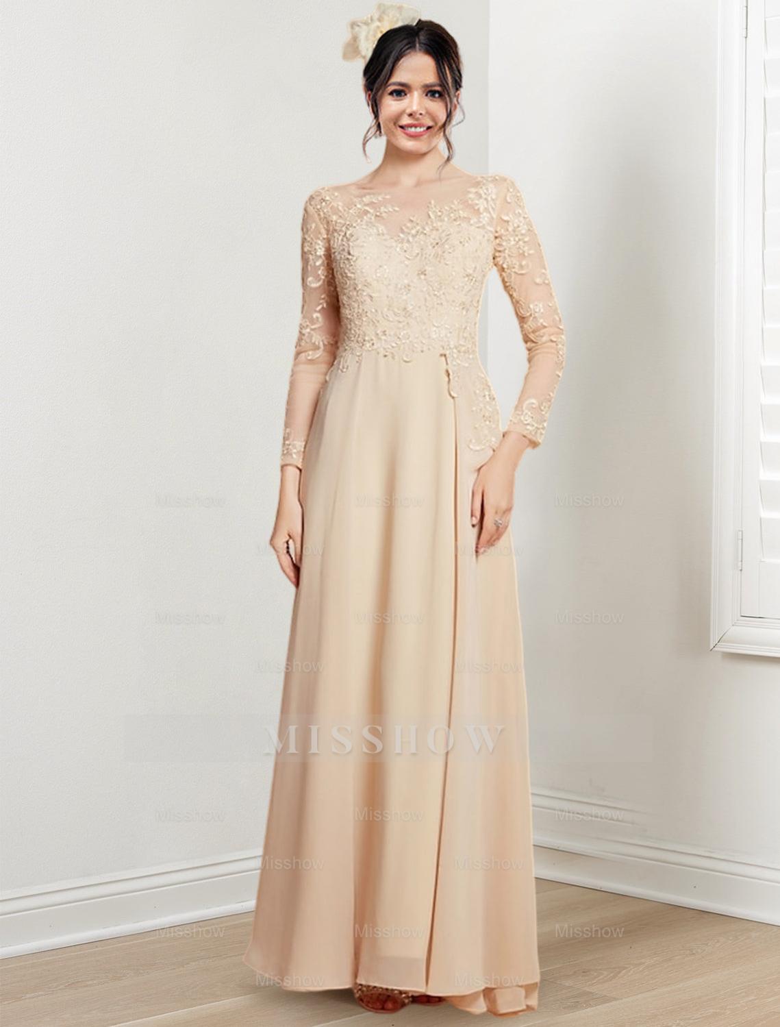 Jewel Neck Mother of the Bride A-Line Princess Dresses