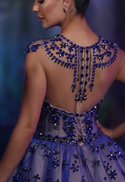 Jewel Neck Sleeveless Ball Gown Long Formal Dress With Beading