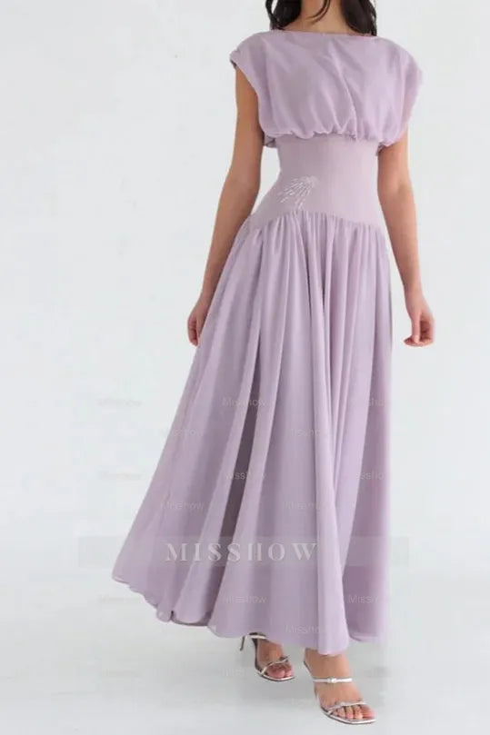 Jewel Neck Sleeveless High Waist Long Formal Dress With Appliques