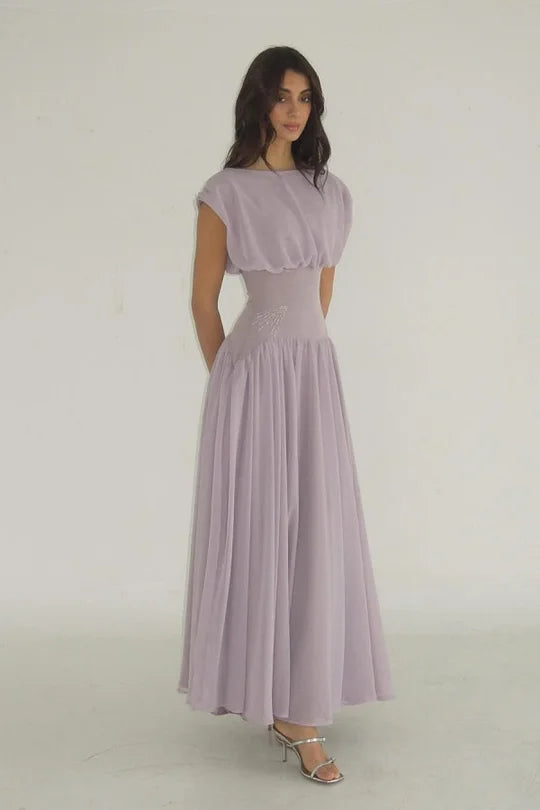 Jewel Neck Sleeveless High Waist Long Formal Dress With Appliques