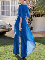 Chiffon 2 Pieces V Neck Mother Of The Bride Pantsuits