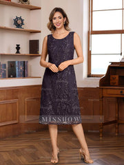 Knee-Length A-Line/Princess Mother of the Bride & Groom Dresses with Scoop Neck Jacket Lace Appliques and Sequins