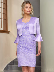 Knee-Length Embroidered Sheath Dress with Appliques for the Mother of the Bride