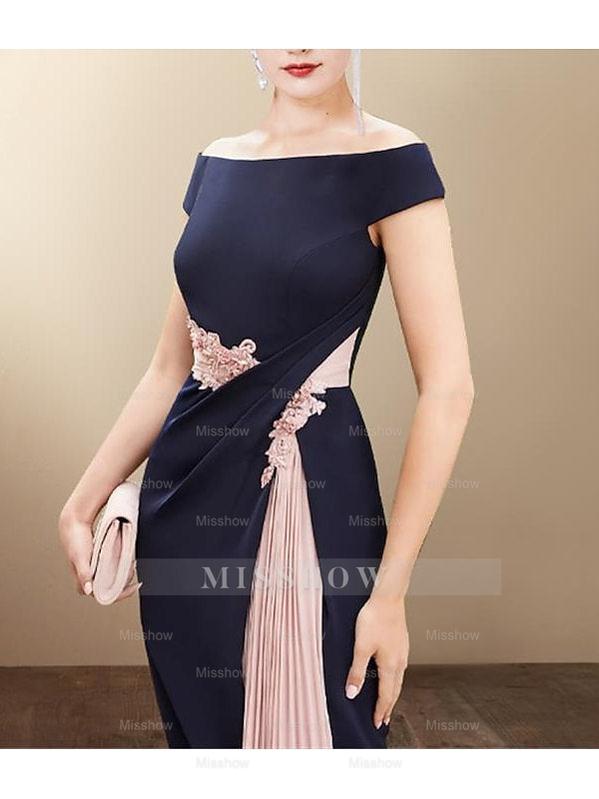 Knee-Length Mother of the Bride Sheath Dresses with Short Sleeves