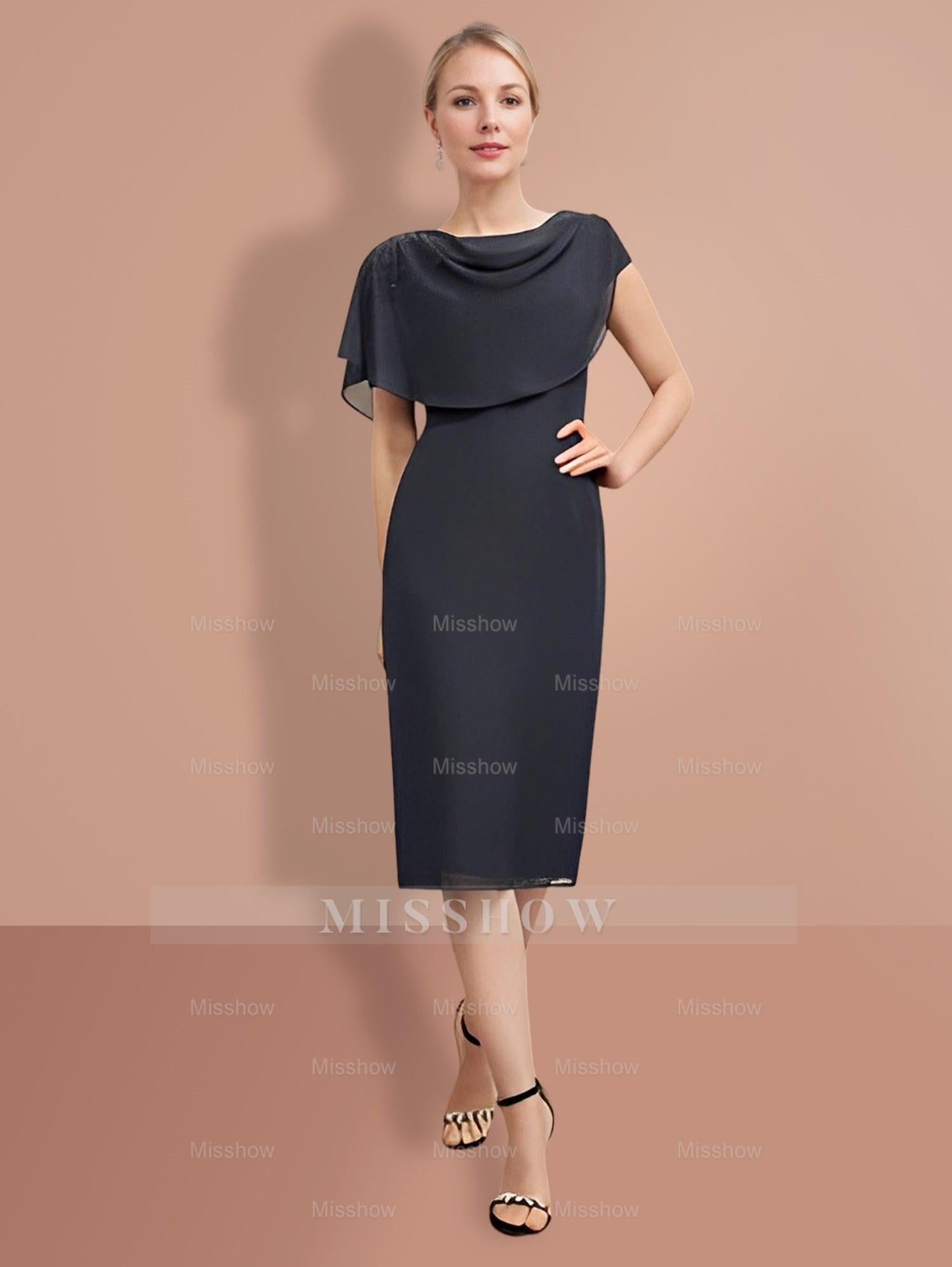 Knee-Length Short Sleeve Sheath/Column Dresses for the Mother of the Bride