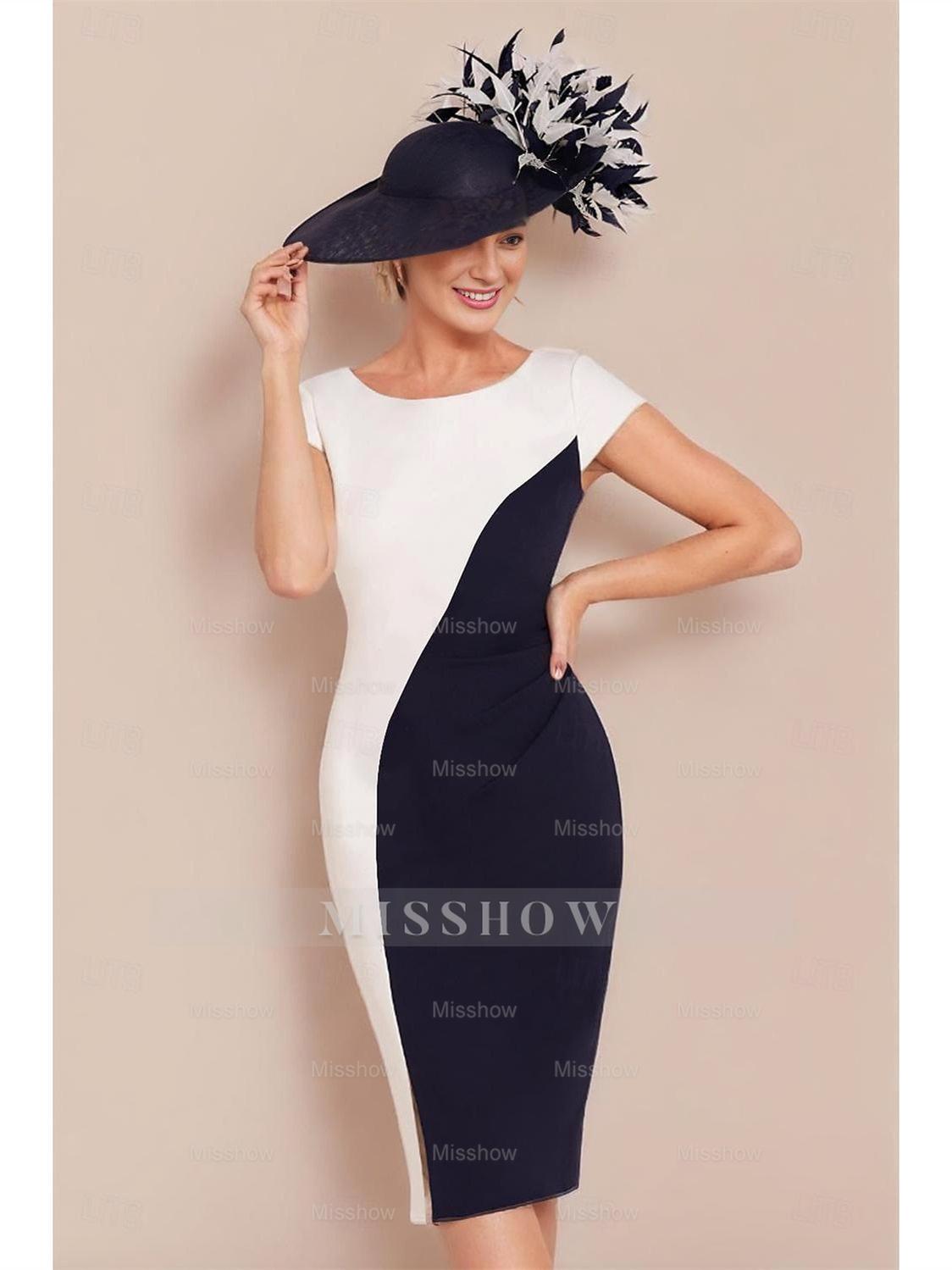 Knee-Length Two-Piece Jewel Neck Mother of the Bride Dress with Short Sleeves and Jacket