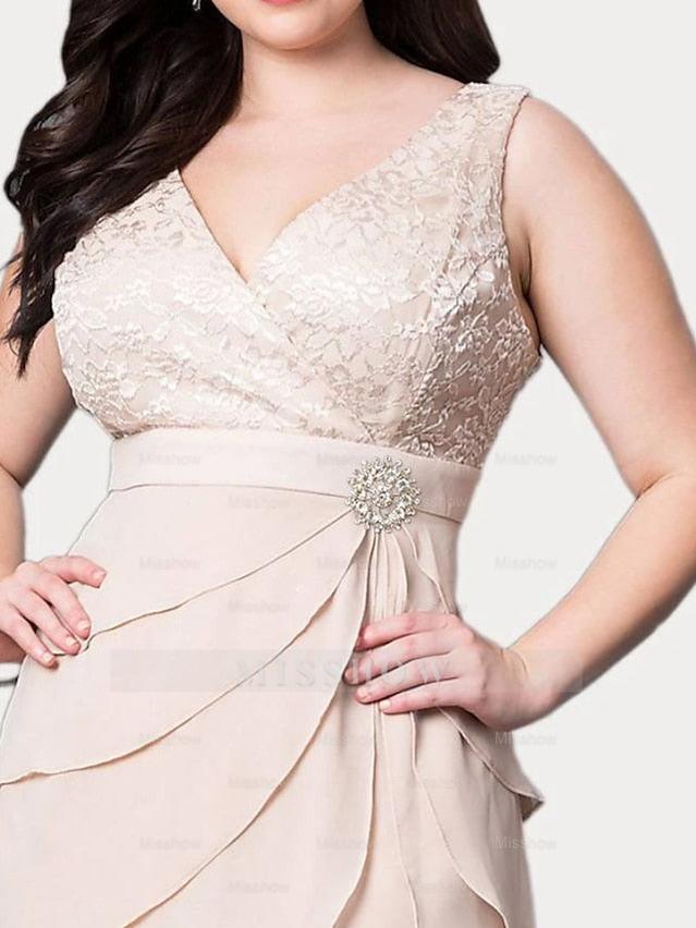 Knee-Length V-Neck Sheath Mother of the Bride Column Dresses