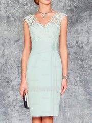 Knee-Length V-Neck Sheath/Column Mother of the Bride Dresses