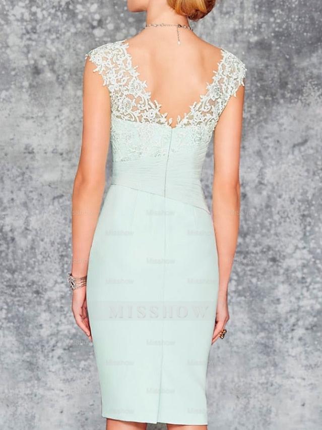 Knee-Length V-Neck Sheath/Column Mother of the Bride Dresses