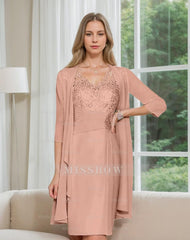Knee-Length V-Neck Sheath/Column Mother of the Bride Dresses