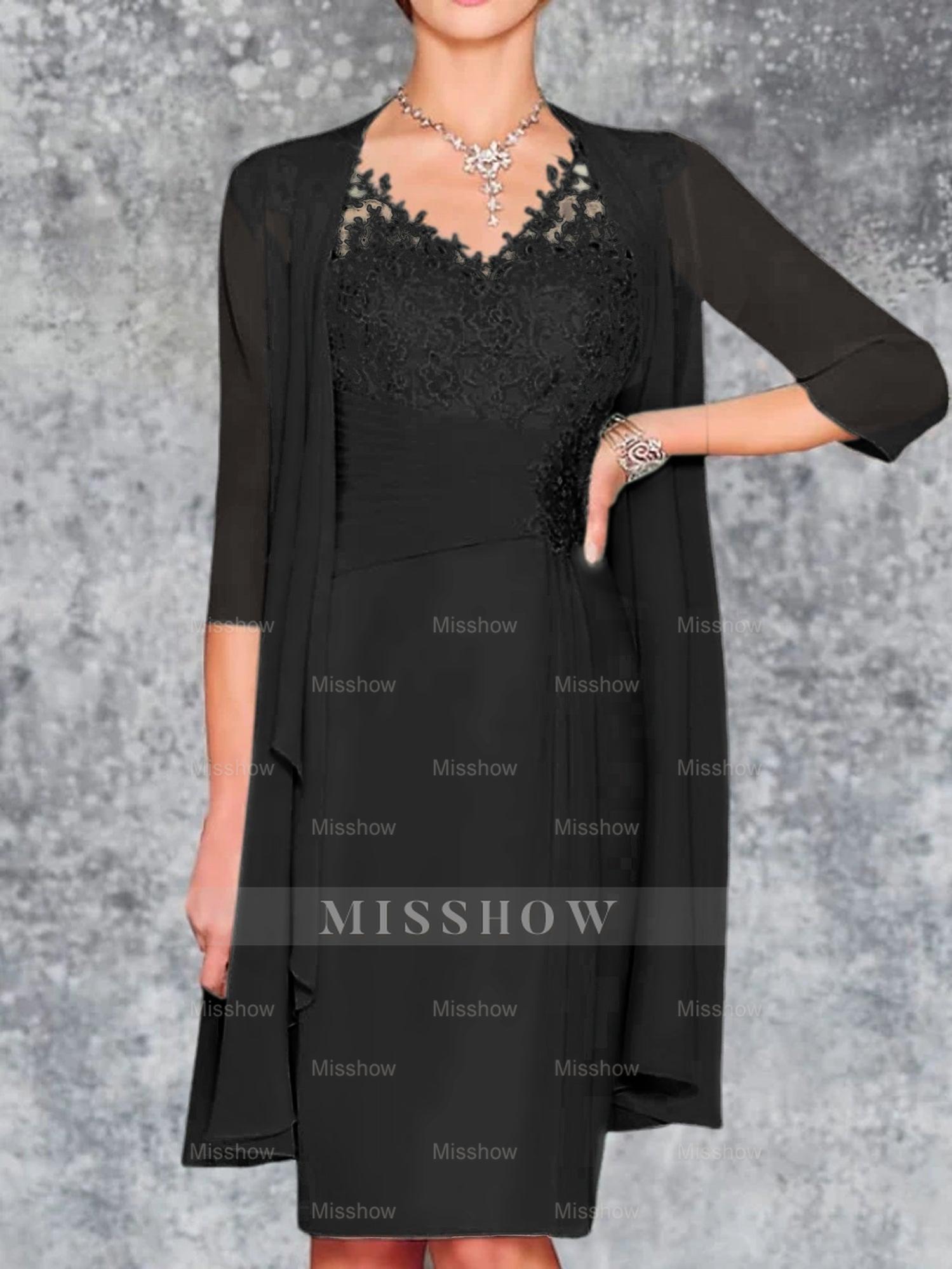 Knee-Length V-Neck Sheath/Column Mother of the Bride Dresses