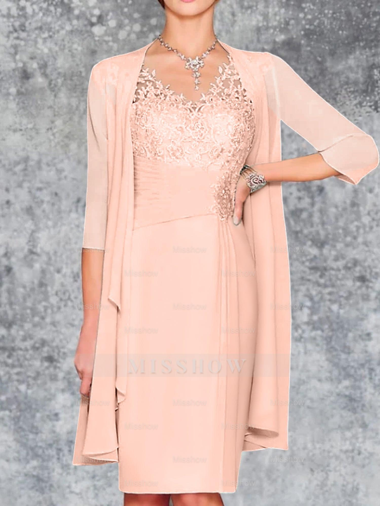 Knee-Length V-Neck Sheath/Column Mother of the Bride Dresses