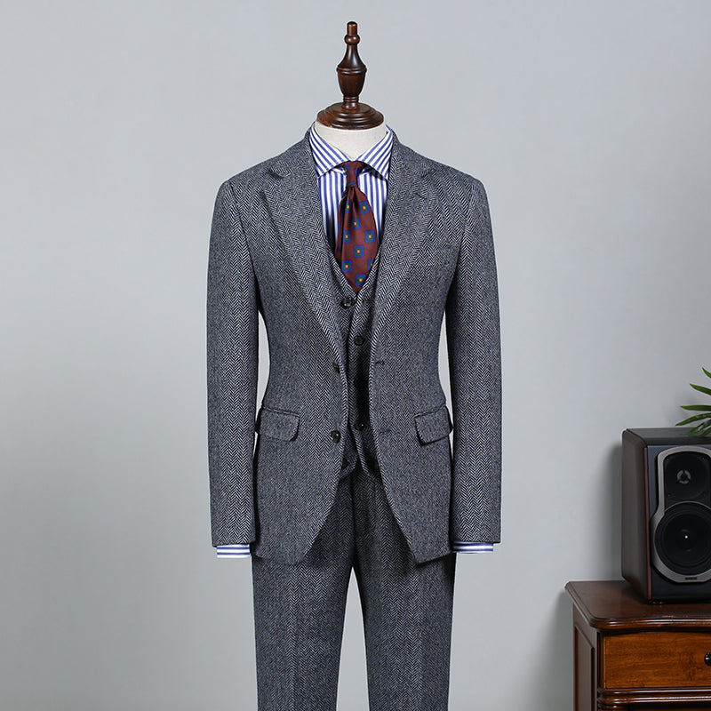 Lambert Formal Dark Gray Three Pieces Notched Lapel Slim Fit Business Suit
