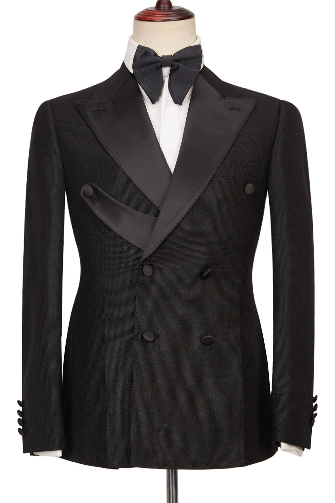 Latest Black Double Breasted Peaked Lapel Best Fit Men’s Suit