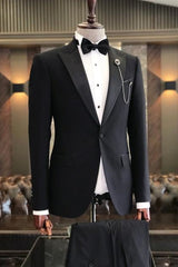 Latest Black Peaked Lapel Two-Piece Prom Suit