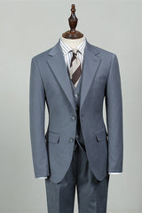 Latest Blue Best-Fitting Notched Lapel Men's Suit
