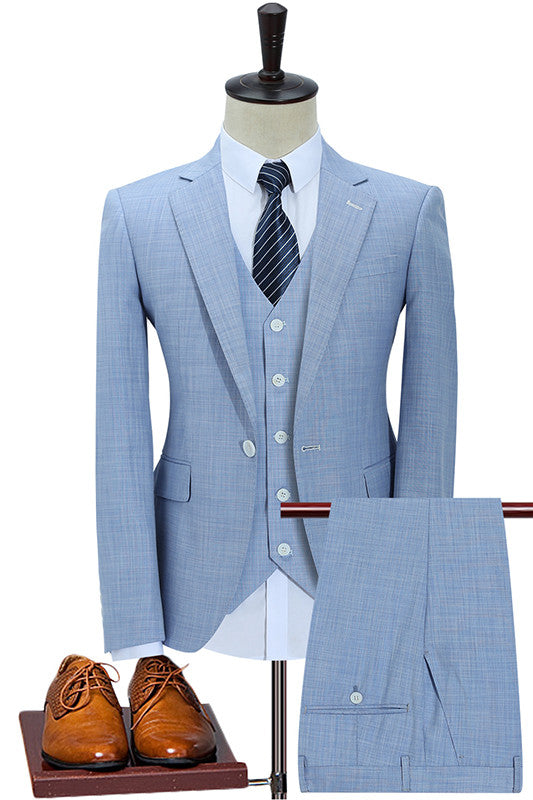 Latest Blue Three-Piece Slim Fit Men's Prom Suit
