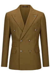 Latest Brown Double Breasted Men's Prom Suit