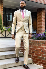 Latest Champagne Peak Lapel Three-Piece Prom Suit